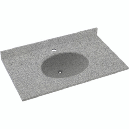 Solid Surface 61-in x 22-in Integral Single Sink Bathroom Vanity Top in Gray Granite