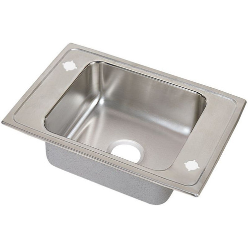 22" x 19-1/2" x 5-1/2" 18 Gauge Stainless Steel Single Bowl Quick-Clip Drop-in Classroom ADA Sink with 2 Faucet Holes in Lustrous Satin