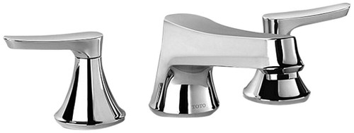Widespread Bathroom Faucet with Pop-Up Drain Assembly in Polished Nickel