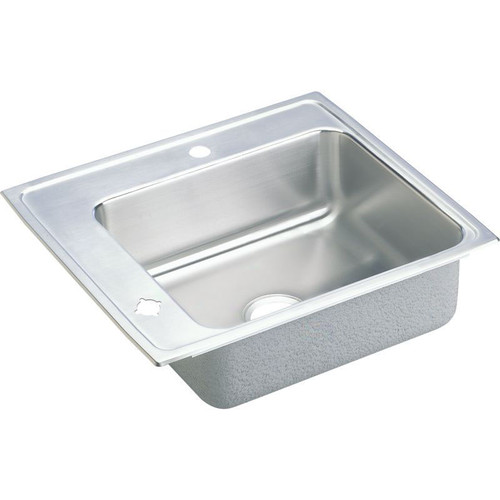 25" x 22" x 7-5/8" 18 Gauge Stainless Steel Single Bowl Drop-in Classroom Sink with 1 Faucet Hole and 1 Left Slotted Hole in Lustrous Satin