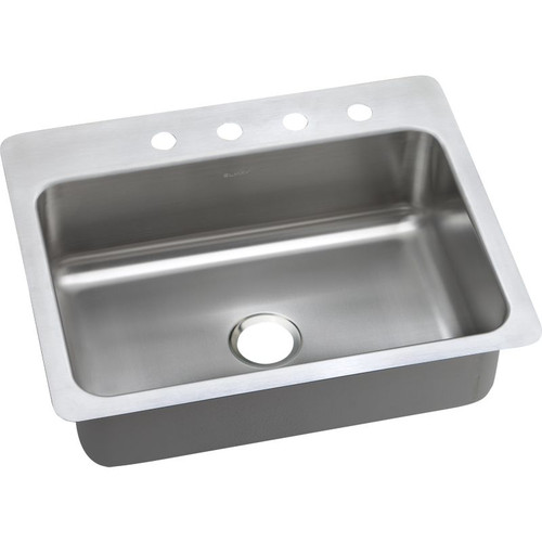 Stainless Steel Single Bowl Dual-Mount Sink with 5 Faucet Holes in Elite Satin