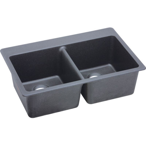 Double Bowl Top Mount Sink with Pre-scores for up to 4 Faucet Holes in Dusk Gray