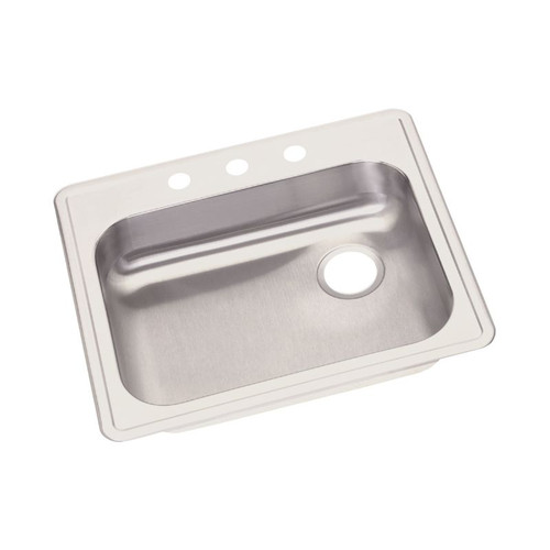 Dayton GE12521RMR2 Stainless Steel Single Bowl Top Mount Sink with MR2 Faucet Holes in Satin