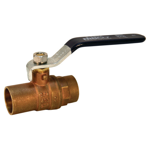 S580A 11/4 SOLDER BALL LEVER HANDLE BRS, Ball Valve - Brass, Two-Piece, Standard Port, C x C, S-580-A