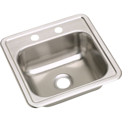 Kingsford K115152 Stainless Steel Single Bowl Top Mount Bar Sink with 2 Faucet Holes in Satin