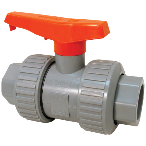 U51TB-V-BBV3/4 CPVC TUTB BLEACH BV MOD-D, Bleach Ball Valve - Model D, Universal Ends, Tru-Bloc True Union, Vented Ball, Corzan HP CPVC Schedule 80, FKM, U51TB-V-BBV
