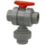 Ball Valve 1" CPVC Schedule 80 Threaded True Union 3-Way 3-Position Multi-Port EPDM O-Ring, Teflon Seat