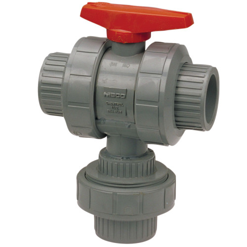 T51M3-E 2 THD TU MULTI BV EPDM CPVC, Ball Valve - Threaded, True Union, 3-Way 3-Position Multi-Port, CPVC Schedule 80, EPDM, T51M3-E