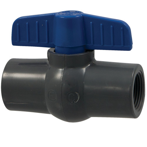 T45CE-V 11/4 THD PVC BALL VALVE, Ball Valve - Threaded, Compact Economy, PVC Schedule 80, FKM, T45CE-V