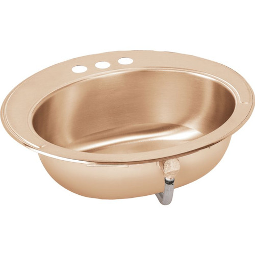 Elkay LLVR19162-CU Antimicrobial Copper Single Bowl Top Mount Sink with CS3 Faucet Holes in Lustrous Highlighted Satin