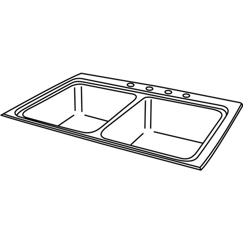 33" x 22" x 8-1/8" 18 Gauge Stainless Steel Equal Double Bowl Drop-in Kitchen Sink with Perfect Drain and 4 Faucet Holes in Lustrous Satin