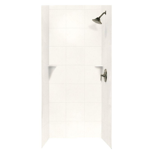 36-in D x 36-in W x 96-in H Solid Surface Bath Wall Surround in Baby's Breath