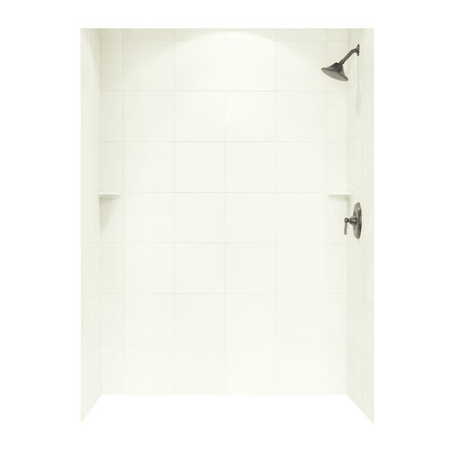 36-in D x 62-in W x 96-in H Solid Surface Bath Wall Surround in White