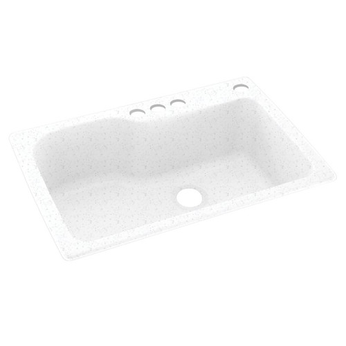 33-in D x 22-in W x 10.563-in H Solid Surface Dual Mount Single Bowl Kitchen Sink with 4-Hole in Arctic Granite
