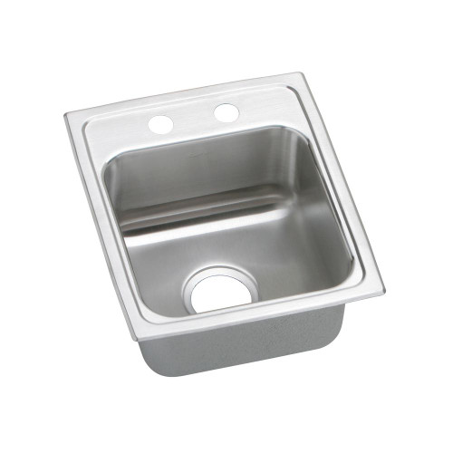 15" x 17-1/2" x 6-1/2" 18 Gauge Stainless Steel Single Bowl Drop-in ADA Sink with 2 Faucet Holes in Lustrous Satin