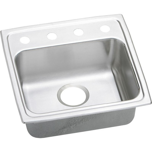 Elkay LRAD191855OS4 Stainless Steel Single Bowl Top Mount Sink with OS4 Faucet Holes in Lustrous Highlighted Satin