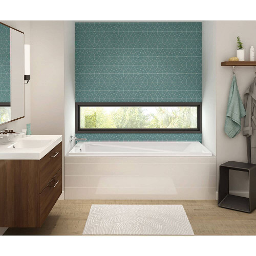 60in x 36in x 18in Rectangular Drop-in Acrylic Soaking Bathtub with End Drain, in White