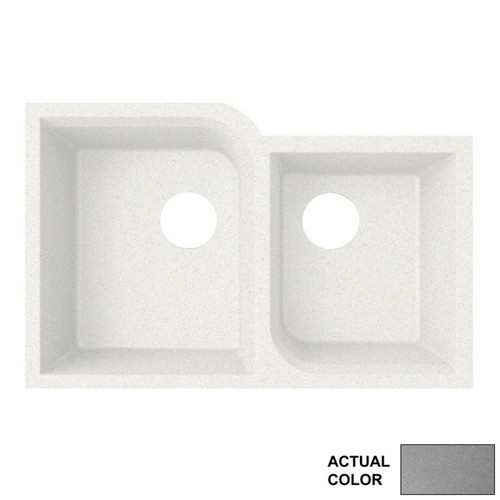 32-in D x 21-in W x 9.5625-in H Granite Undermount Double Bowl Kitchen Sink with 1-Hole in Metallico