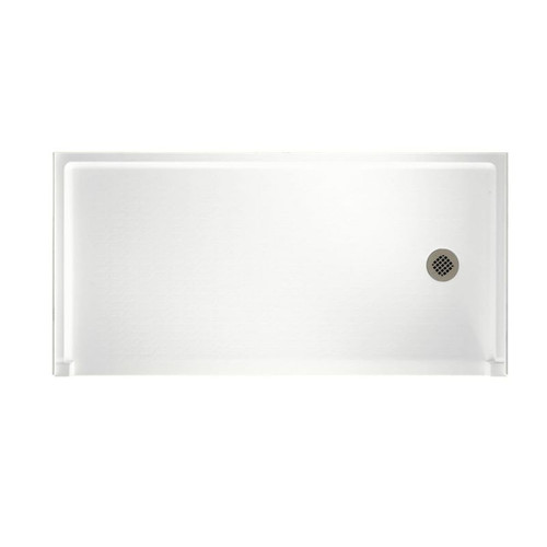30.1875-in D x 60.375-in W x 4.1875-in H Solid Surface Shower Base with Right-Hand Drain in White