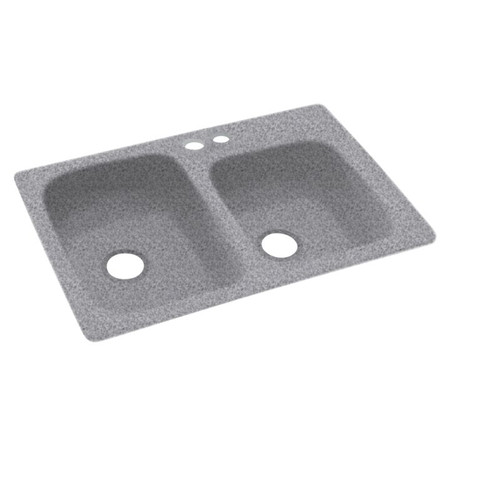 Swan KS03322DB.042-2B 33-in D x 22-in W x 9-in H Solid Surface Dual Mount Double Bowl Kitchen Sink with 2-Hole in Gray Granite