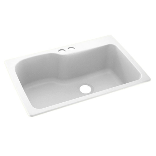 KS03322SB.010-2B 33-in D x 22-in W x 10.563-in H Solid Surface Dual Mount Single Bowl Kitchen Sink with 2-Hole in White