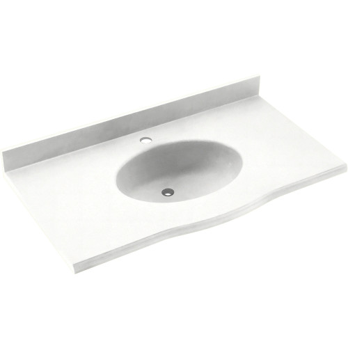 EV1B2249-011 Solid Surface 49-in x 22-in Integral Single Sink Bathroom Vanity Top in Tahiti White