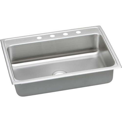 31" x 22" x 6" 18 Gauge Stainless Steel Single Bowl Drop-in ADA Kitchen Sink with 4 Faucet Holes in Lustrous Satin