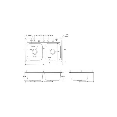 Garnet Self Rimming 4 Hole Punch Kitchen Sink, in White