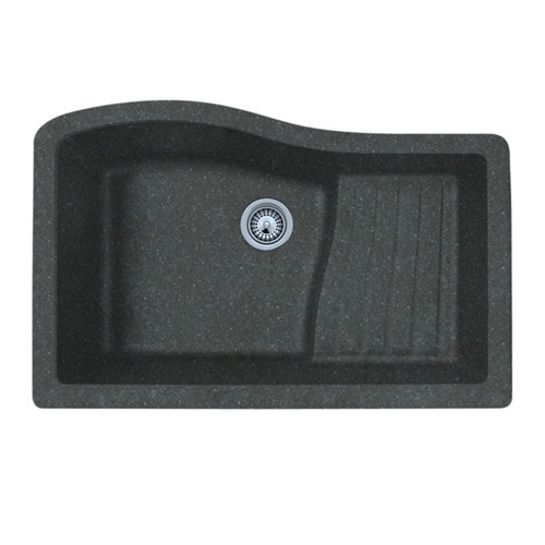 32-in D x 21-in W x 10.625-in H Granite Undermount Single Bowl Kitchen Sink with 1-Hole in Nero