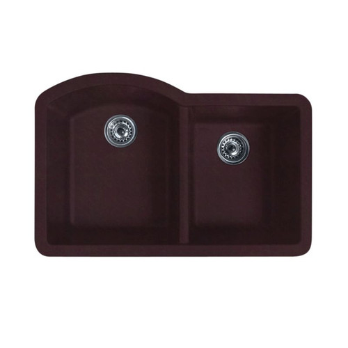 32-in D x 21-in W x 9.5-in H Granite Undermount Double Bowl Kitchen Sink with 1-Hole in Espresso
