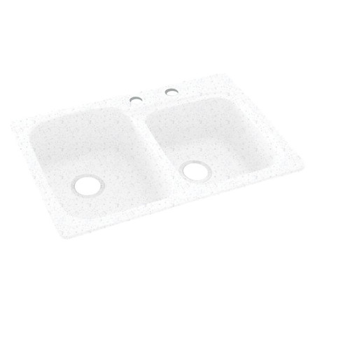 33-in D x 22-in W x 9-in H Solid Surface Dual Mount Double Bowl Kitchen Sink with 2-Hole in Arctic Granite