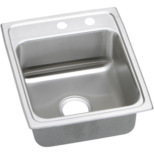 17" x 20" x 5-1/2" 18 Gauge Stainless Steel Single Bowl Quick-Clip Drop-in ADA Sink with Middle Right 2 Faucet Holes in Lustrous Satin