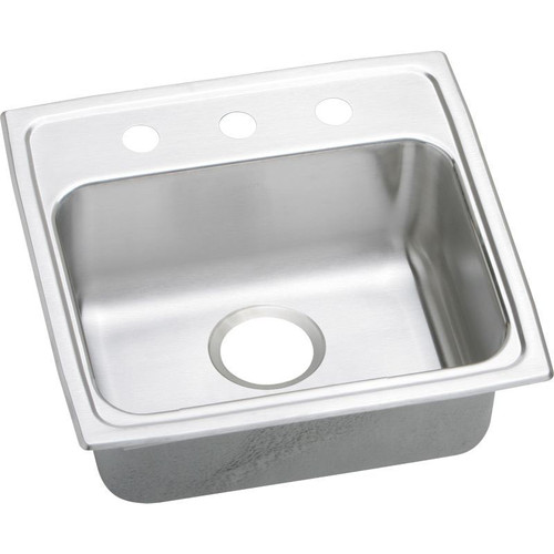 19-1/2" x 19" x 6" 18 Gauge Stainless Steel Single Bowl Quick-Clip Drop-in ADA Sink with 3 Faucet Holes in Lustrous Satin