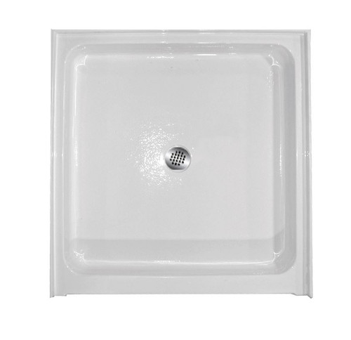 36-in x 36-in Rectangular Alcove Acrylic Shower Base with Center Drain and Low EasyStep Threshold, in White