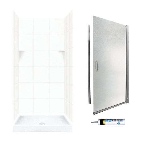 SQP3636010-M34570CR 72.5-in x 36-in x 36-in 5-Piece Alcove Shower Kit in White