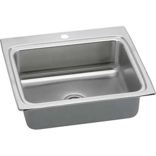 25" x 22" x 6-1/2" 18 Gauge Stainless Steel Single Bowl Quick-Clip Drop-in ADA Kitchen Sink with 1 Faucet Hole in Lustrous Satin