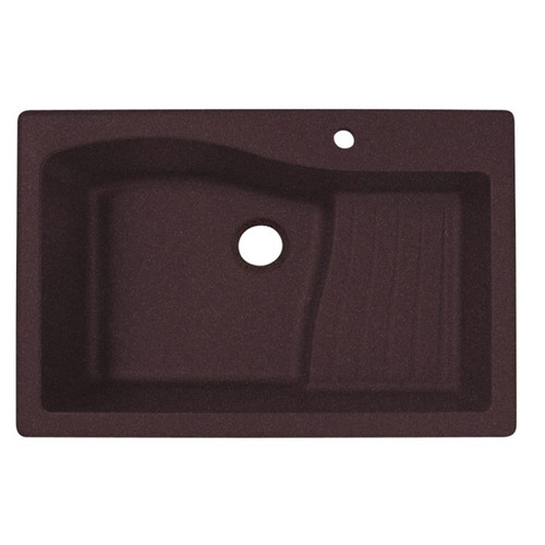 33-in D x 22-in W x 5.625-in H Granite Dual Mount Single Bowl Kitchen Sink with 1-Hole in Espresso