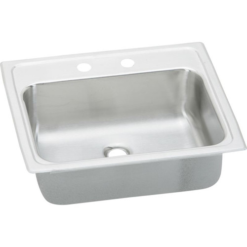 19" x 17" x 6-1/8" 20 Gauge Stainless Steel Single Bowl Drop-in Bathroom Sink with 2 Faucet Holes in Brushed Satin