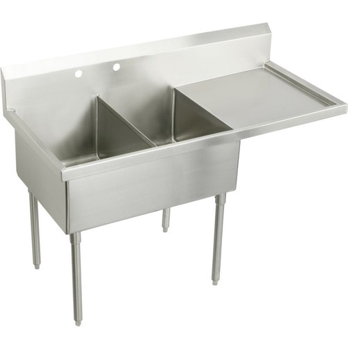 Elkay SS8260ROF4 Commercial Scullery Sink with 4 Faucet Holes in Buffed Satin