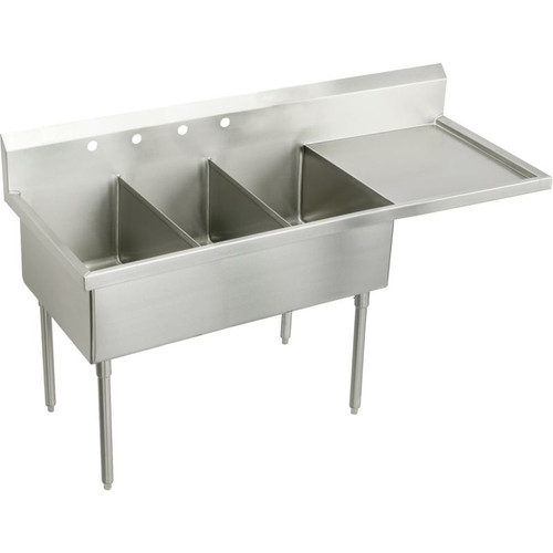 Elkay SS8345ROF6 Commercial Scullery Sink with 6 Faucet Holes in Buffed Satin