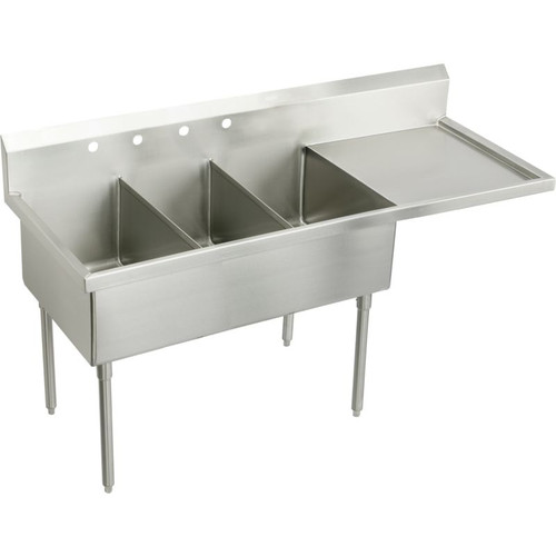 Elkay SS8354R4 Commercial Scullery Sink with 4 Faucet Holes in Buffed Satin