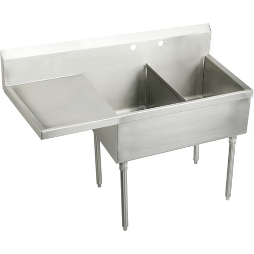 Elkay WNSF8236L2 Commercial Scullery Sink with 2 Faucet Holes in Buffed Satin
