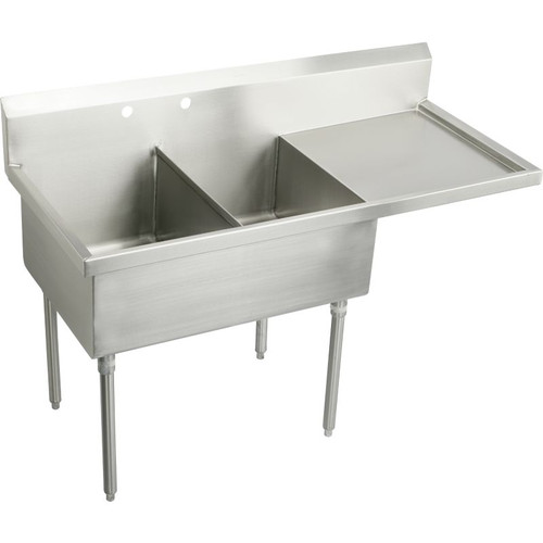 Elkay WNSF8236ROF2 Commercial Scullery Sink with 2 Faucet Holes in Buffed Satin