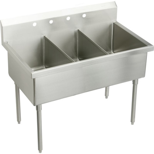 Elkay WNSF83544 Commercial Scullery Sink with 4 Faucet Holes in Buffed Satin