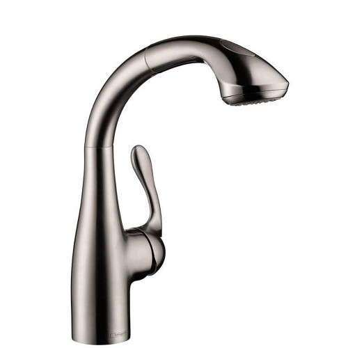 Hansgrohe 04067860 Allegro E Pull-Out Kitchen Faucet with Magnetic Docking and Toggle Spray Diverter in Steel Optic