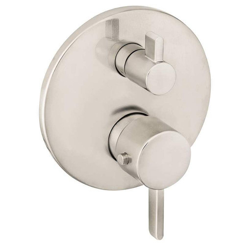 Hansgrohe 04231820 S Thermostatic Valve Trim with Integrated Diverter and Volume Controls - Less Valve in Brushed Nickel