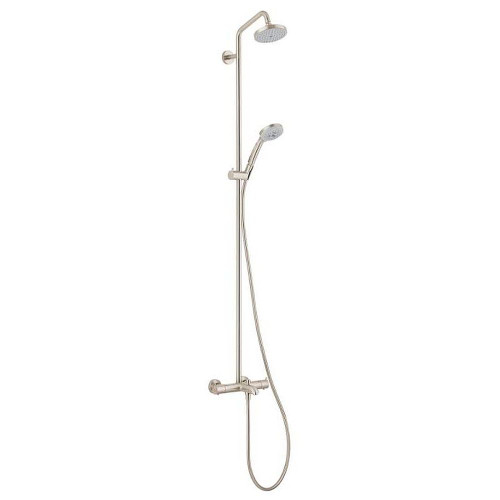 Hansgrohe 27143821 Croma Showerpipe Shower System with Tub Spout, Multi-Function Hand Shower, 63in Hose, Shower Head - Eco Right 2.0gpm in Brushed Nickel