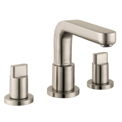 Hansgrohe 31436821 Metris S Roman Tub Filler Faucet Non Diverter with Metal Knob Handles Less Valve in Brushed Nickel