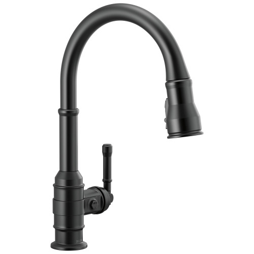 9190-BL-DST Broderick Single Handle Pull Down Kitchen Faucet, Matte Black