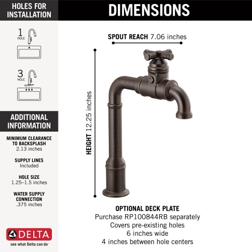 Delta 1990LFC-RB Broderick True Bar Kitchen Faucet, Venetian Bronze